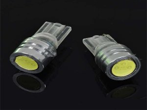 1W T10 White Wedge Signal Indicator Lights - Pair (DC 12V)
