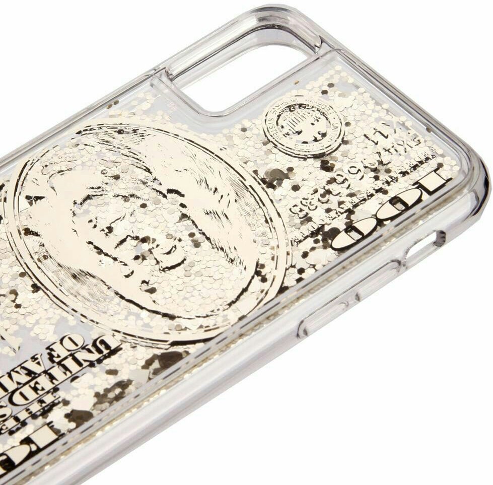 Dollar Waterfall Case for iPhone X - Gold/Clear