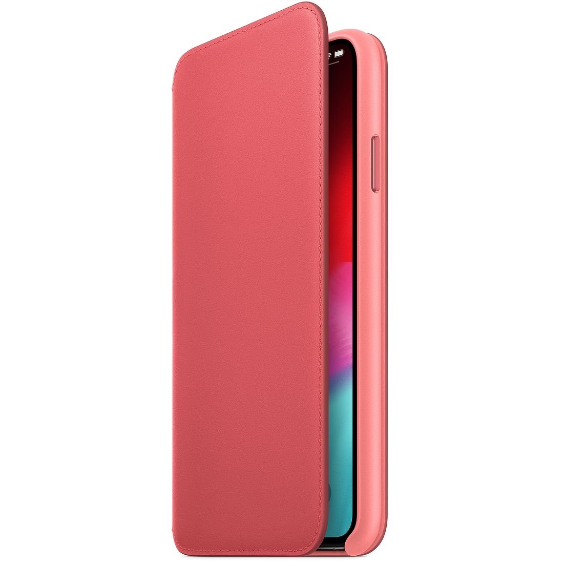 Peony Pink Leather Folio for iPhone XS Max