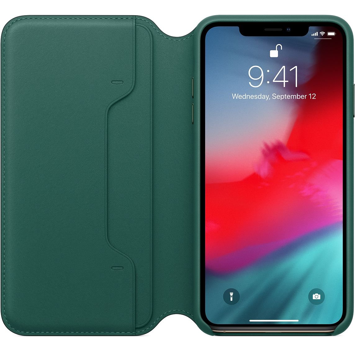 Forest Green Leather Folio for iPhone XS Max