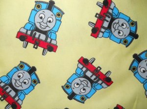 MadieBs  Thomas the Train on Yellow Flannel Cotton Toddler Bed Sheet Set 3 Pc