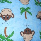 MadieBs  Cute Monkey Faces on Blue Flannel Cotton Toddler Bed Sheet Set 3 Pc