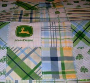 MadieBs John Deere Plaid Blue  Custom Cotton Toddler Bed Sheet Set 3 Pc