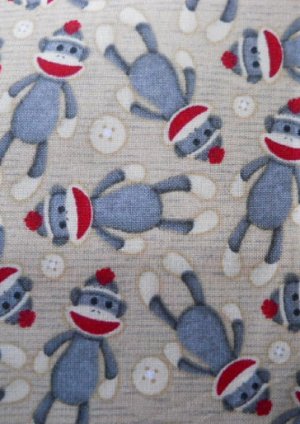 MadieBs Sock Monkey  an  Buttons Nap Mat Pad Cover w/Name