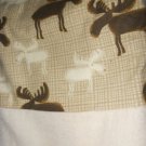 MadieBs Moose on Tan Flannel Cotton Personalized Custom  Pillowcase  w/Name