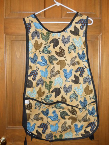 MadieBs Calio Chickens on Tan Cotton New Custom Smock Cobbler Apron