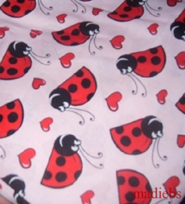 MadieBs Red LadyBugs on Pink Cotton Crib/ Toddler Bed Sheet Set 3 Pc