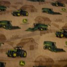 MadieBs Custom John Deere Tractors on Tan Boutique Crib Sheet