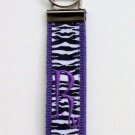 Zebra on Purple Keychain with Purple Initial