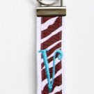 Brown Zebra on White Belt with Turquoise Initial