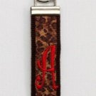 Cheetah Keychain with Red Initial