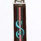 Chocolate Brown Stripe on Chocolate Belt with Turquoise Initial