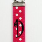Hot Pink Polka Keychain with Black Initial