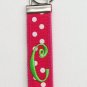 Hot Pink Polka Keychain with Green Initial