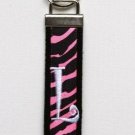 Pink Zebra on Black Belt with White Initial