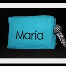 Turquoise Waffle Weave/Black Monogram/Zebra Ribbon