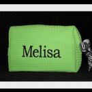 Lime Green Waffle Weave/Black Monogram/Zebra Ribbon