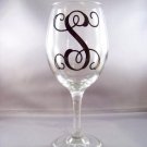 Vine Single Initial Wine Glass