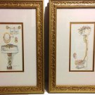 Beautiful Set of Two Peggy Abrams Guilded Framed Bathroom Prints - Under Glass