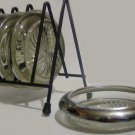 Set of 4 Vintage Park Sherman Silver Plated & Crystal Coasters with Storage Rack