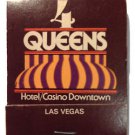 Vintage 4 Queens Hotel Casino Las Vegas Frontstrike Matchbook Unstruck - 1980's