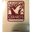 Vintage Gerard's Restaurant Frontstrike Matchbook Unstruck - 1980's