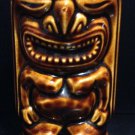Vintage LeiLani Polynesian Tiki Man Tiki God Dark Brown Ceramic Mug Vase