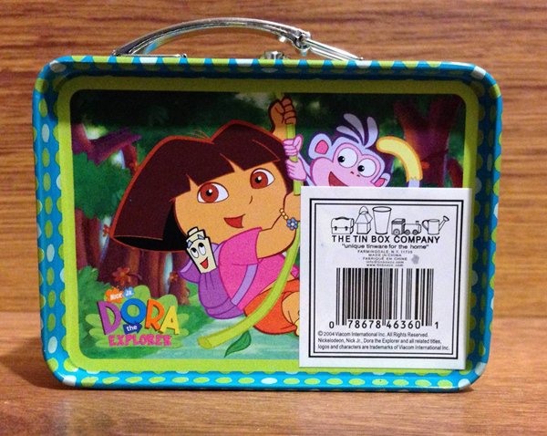 Bnip Mini Dora The Explorer Box Green And Teal Tin Lunch Box Handle