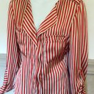 Timing soft Satin blend Cream and Red Stripped low neck Shirt