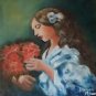 IMPRESSIONIST OIL ART PIECE OF WHAT I CALL LITTLE GIRL ADMIRING FLOWERS