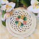 Majolica Capodimonte Lattice Porcelain/Ceramic  Rose Floral Trinket holder