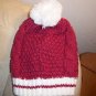 Hand Knit with Pompom on top Beret Beanie Hat Newsboy Cap Fuchsia