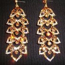 Luxury Crystal Paved Cluster Leaves Drop Gold Plated Earrings
