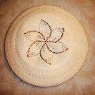 Rabbit Fur Blends Knit With Crystal Flower Looking Winter Hat Cap Cabbie Beanie Beret Beige