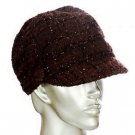 Lurex Front Band Cabbie Hat Newsboy Cap  Brown