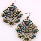 Leaves Design with Crystal Antique Gold Tone Hook Earrings B&G