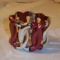 Vintage Design Crossed Circle Motif Stretch Bracelet Burgundy + Golden