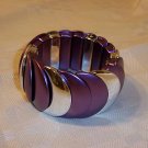 Vintage Design Looking Plastic Stretch Bracelet Bangle Purple + Silver Color