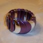 Vintage Design Looking Plastic Stretch Bracelet Bangle Purple + Silver Color