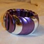 Vintage Design Looking Plastic Stretch Bracelet Bangle Purple + Silver Color