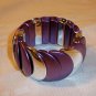 Vintage Design Looking Plastic Stretch Bracelet Bangle Purple + Silver Color