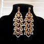 Luxury Crystal Paved Cluster Leaves Drop Gold Plated Earrings