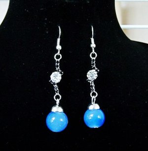 Silver Plated Crystal Pave Violet Opal Dangle Earrings