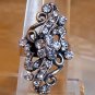 Silver With Clear Rhinestone Adjustable Ring