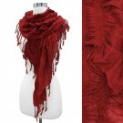 Elastic Ruffle With Tassel Fringe Scarf Shawl Wrap Between Burgundy and Purple