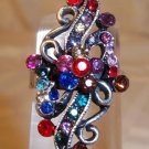 Beautiful Floral Look Crystal Adjustable Ring