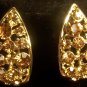 Gold Plated Crystal Pave Tear Drop Looking Stud Design Vintage Earrings