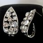 Platinum Plated Crystal Pave Tear Drop Looking Stud Design Vintage Earrings