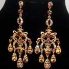 Gold Plated Crystal Pave Chandelier Design Vintage Look Dangle Earrings