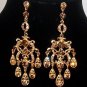 Gold Plated Crystal Pave Chandelier Design Vintage Look Dangle Earrings